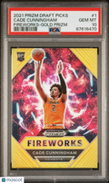 2021 Panini Prizm Draft Picks Fireworks Cade Cunningham #1 Gold PSA 10