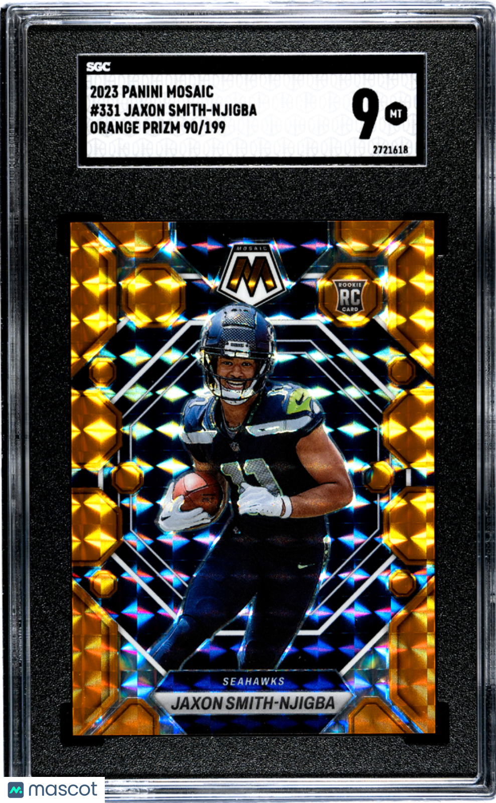 2023 Panini Mosaic Jaxon Smith-Njigba #331 Orange Prizm 199 SGC 9