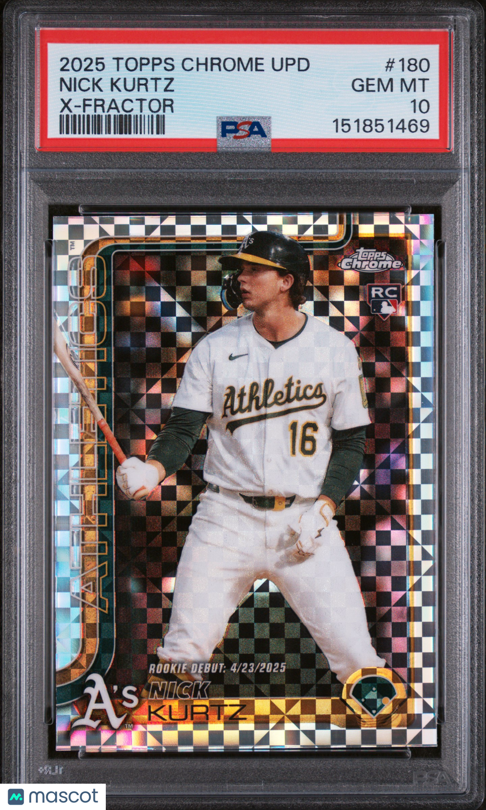 2025 Topps Chrome Update Nick Kurtz X-Fractor PSA 10