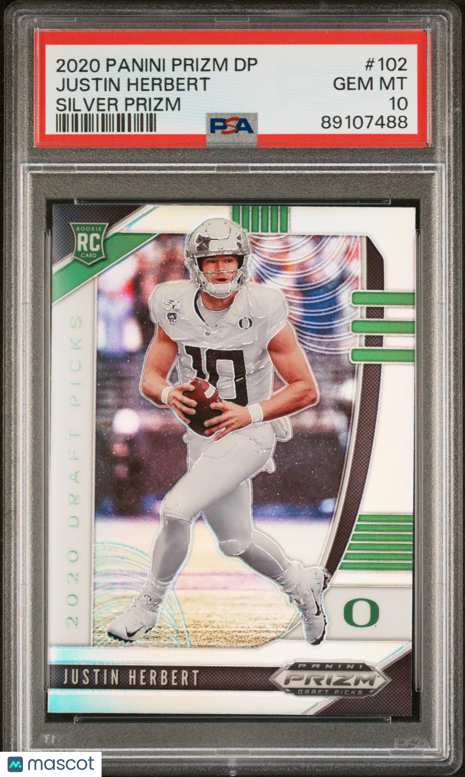 2020 Panini Prizm Draft Picks Justin Herbert #102 Silver PSA 10