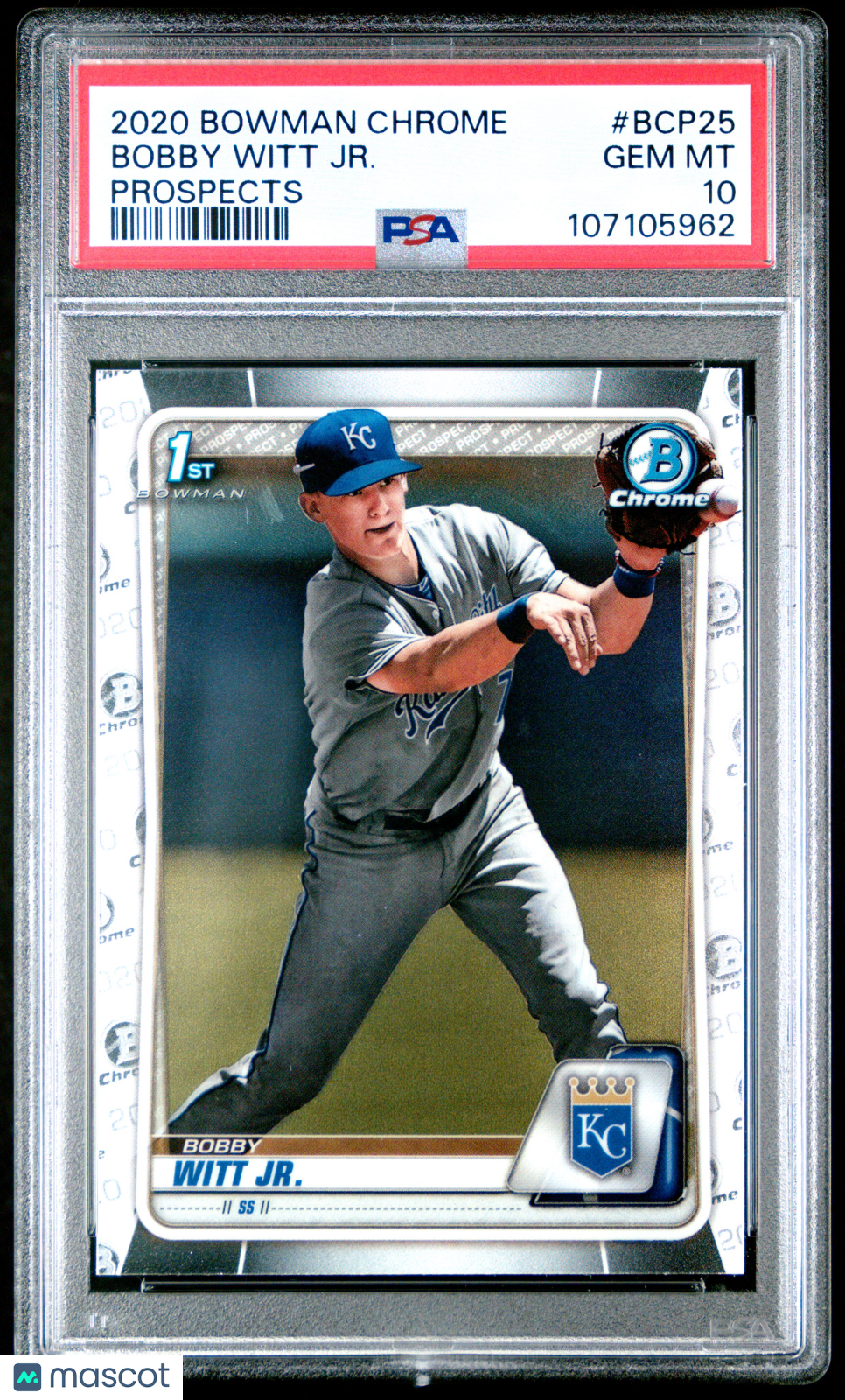 2020 Bowman Chrome Bobby Witt Jr Prospects PSA 10