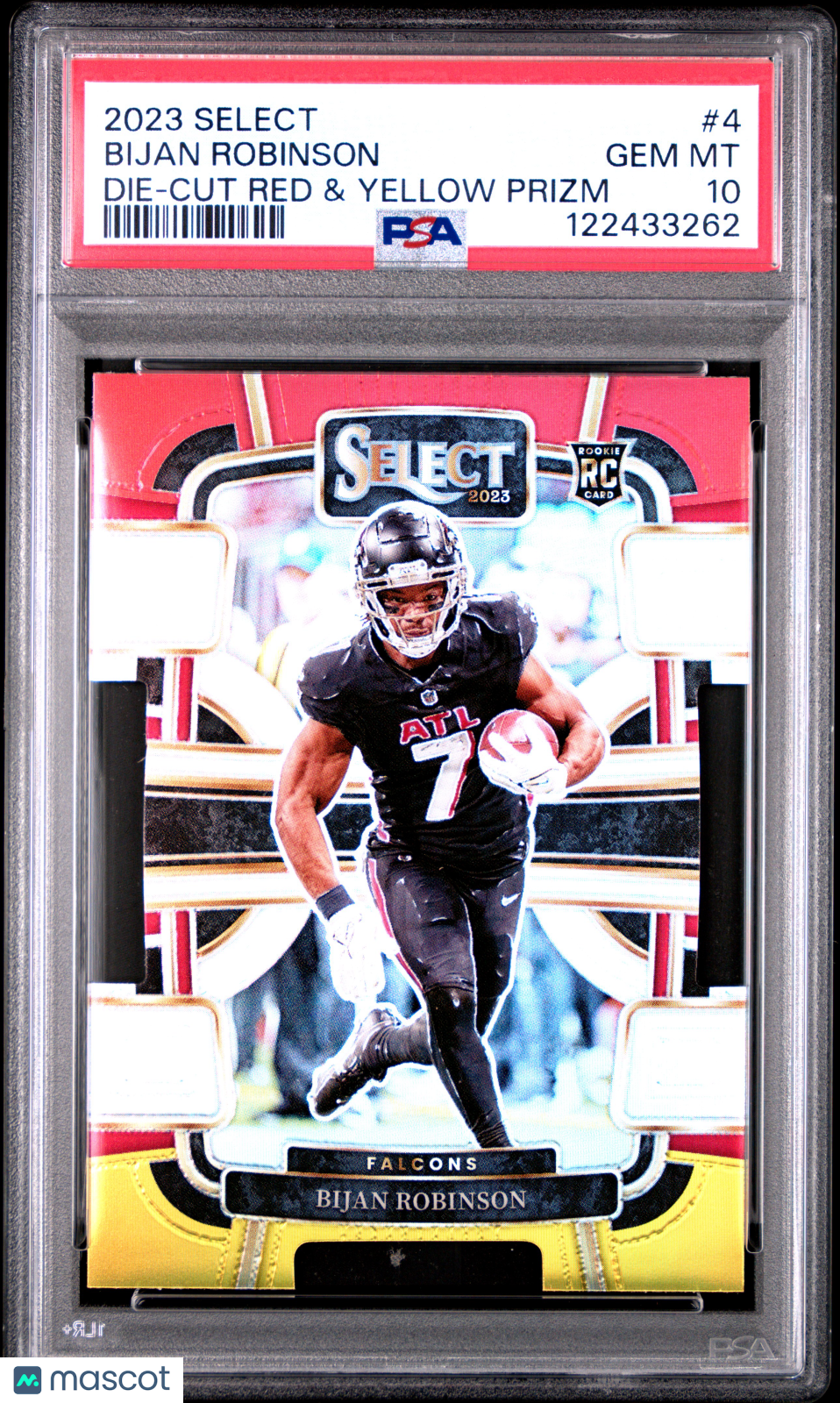 2023 Select Bijan Robinson Rookie Die Cut Red & Yellow PSA 10 RC