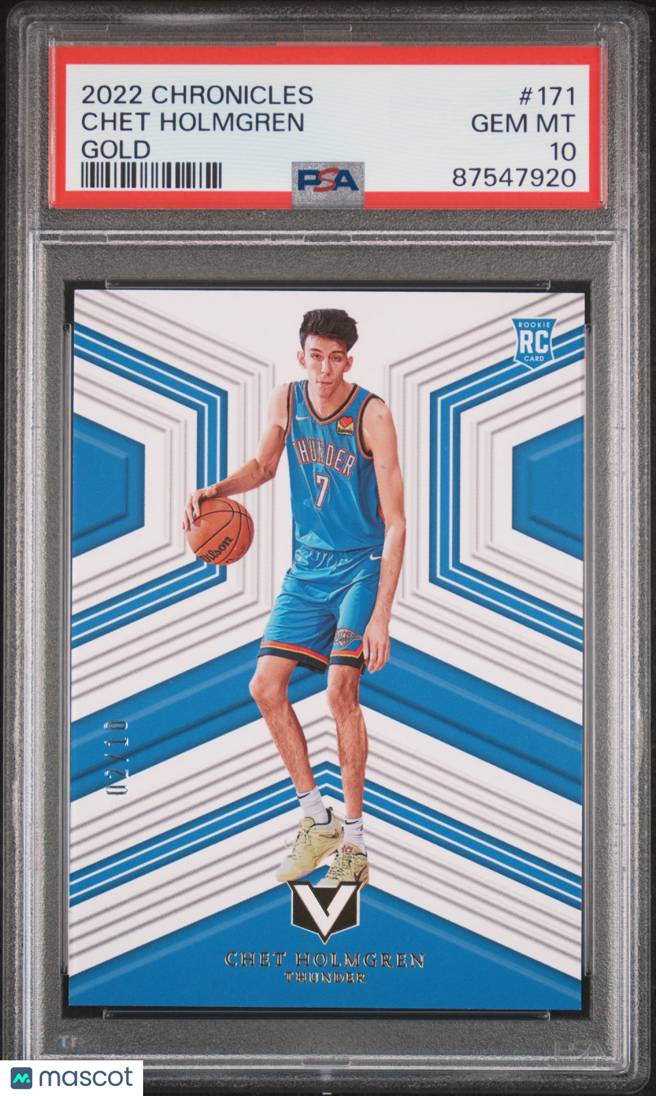 2022 Chronicles Chet Holmgren Rookie Gold 2/10 PSA 10 RC