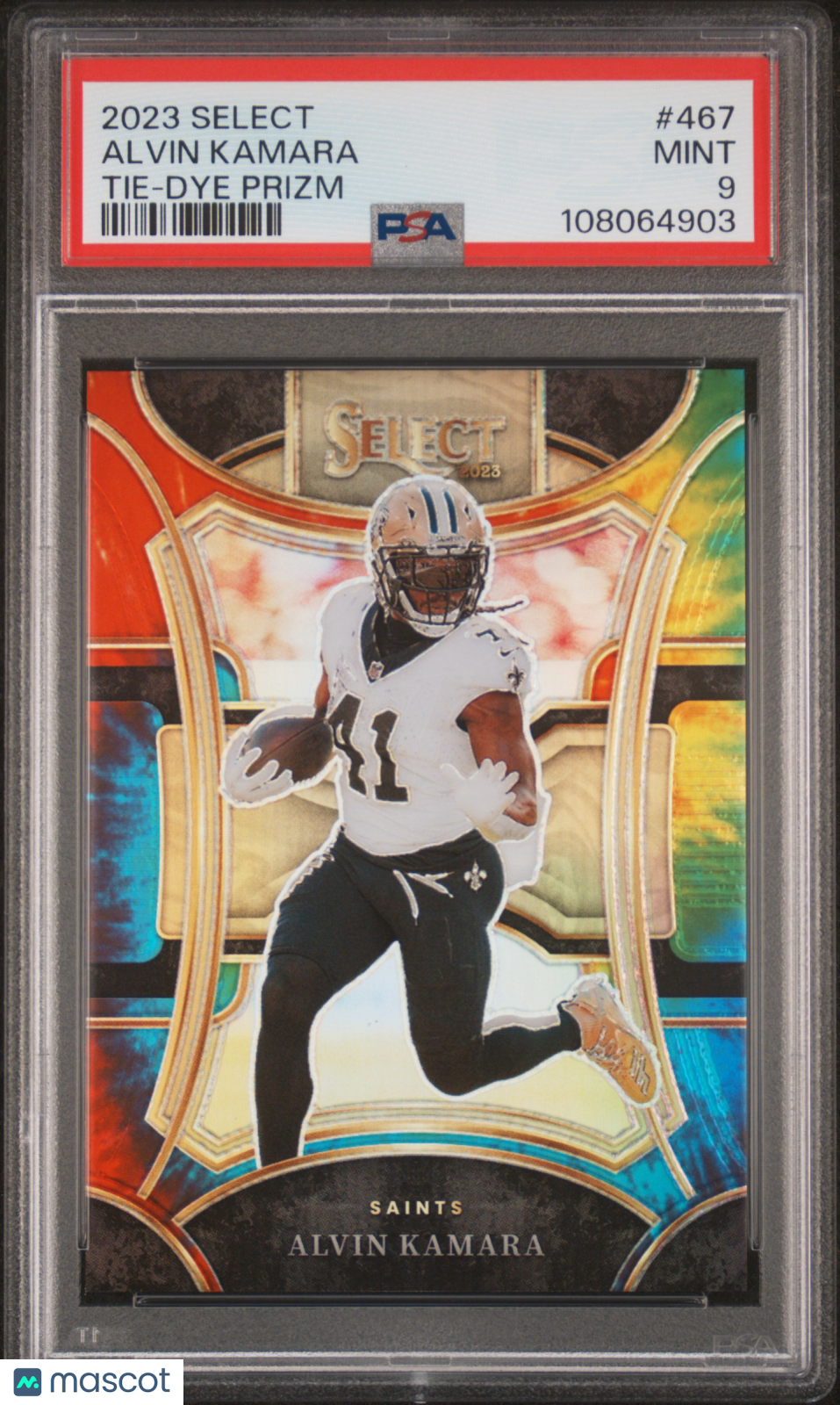 2023 Panini Select Alvin Kamara #467 Tie Dye Prizm PSA 9