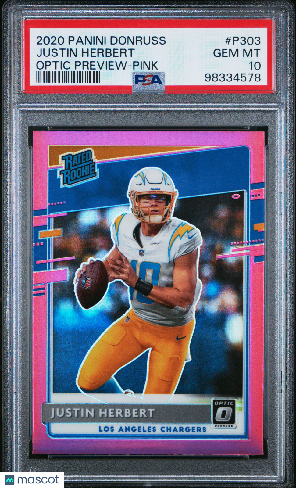 2020 Donruss Justin Herbert Optic Preview Pink PSA 10