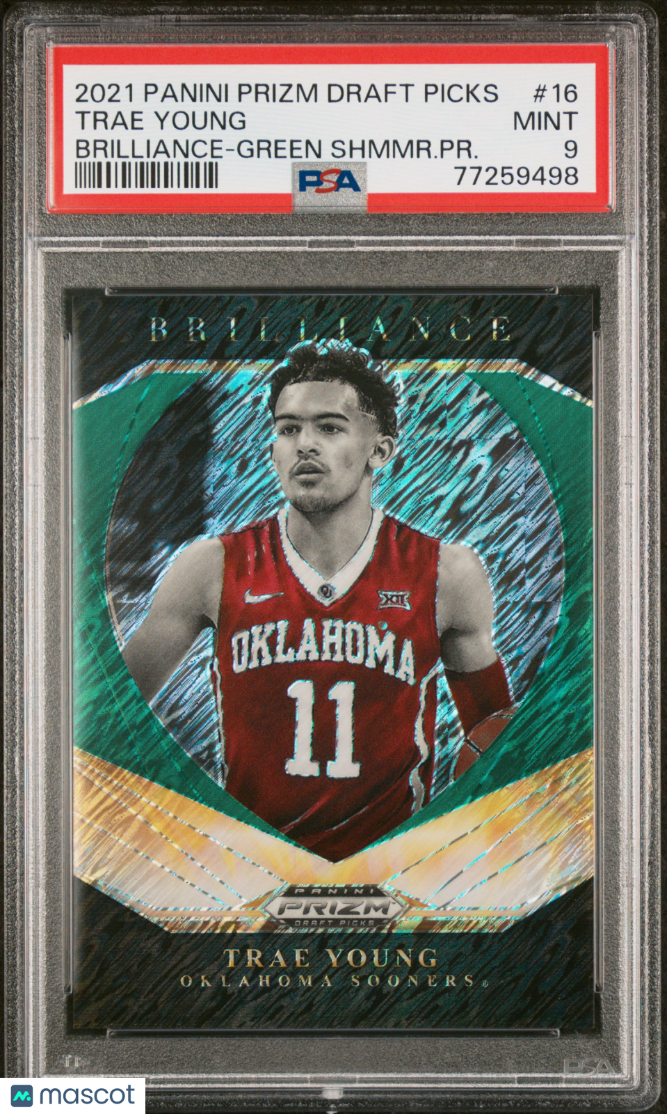 2021 Prizm Draft Picks Trae Young Brilliance Green Shimmer 4/5 PSA 9