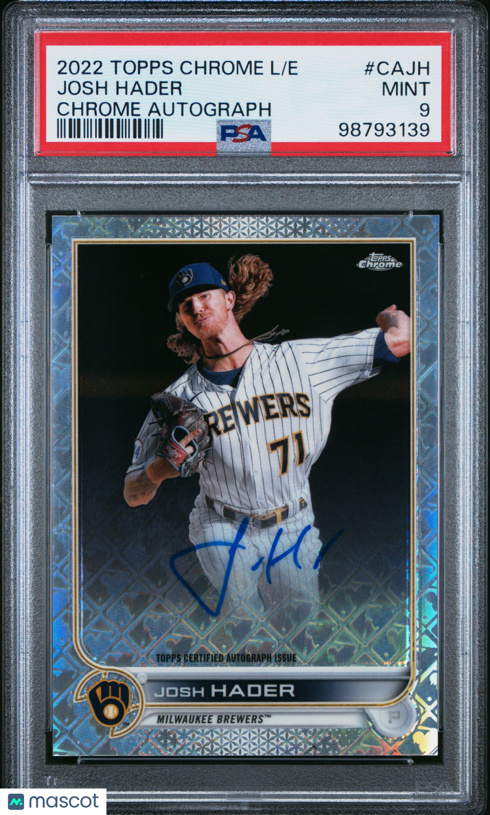 2022 Topps Chrome Logofractor Josh Hader Auto PSA 9