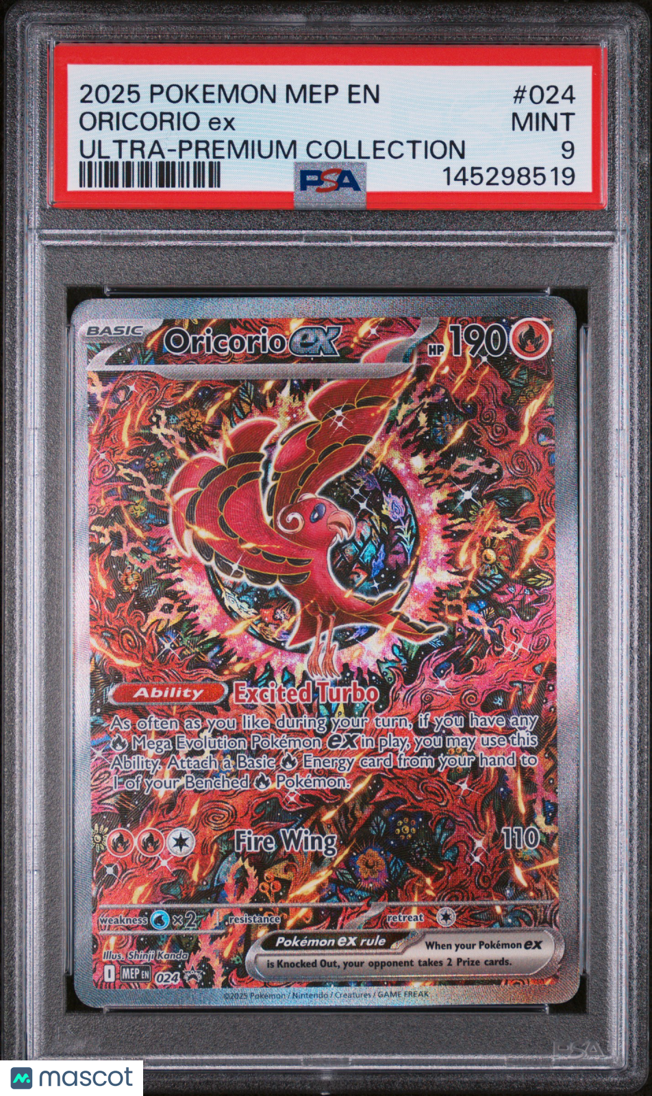 2025 Pokemon MEP EN Oricorio ex Ultra Premium collection PSA 9