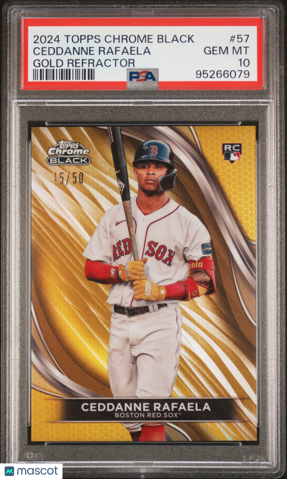 2024 Topps Chrome Black Ceddanne Rafaela Rookie Gold Refractor 45/50 PSA 10 RC