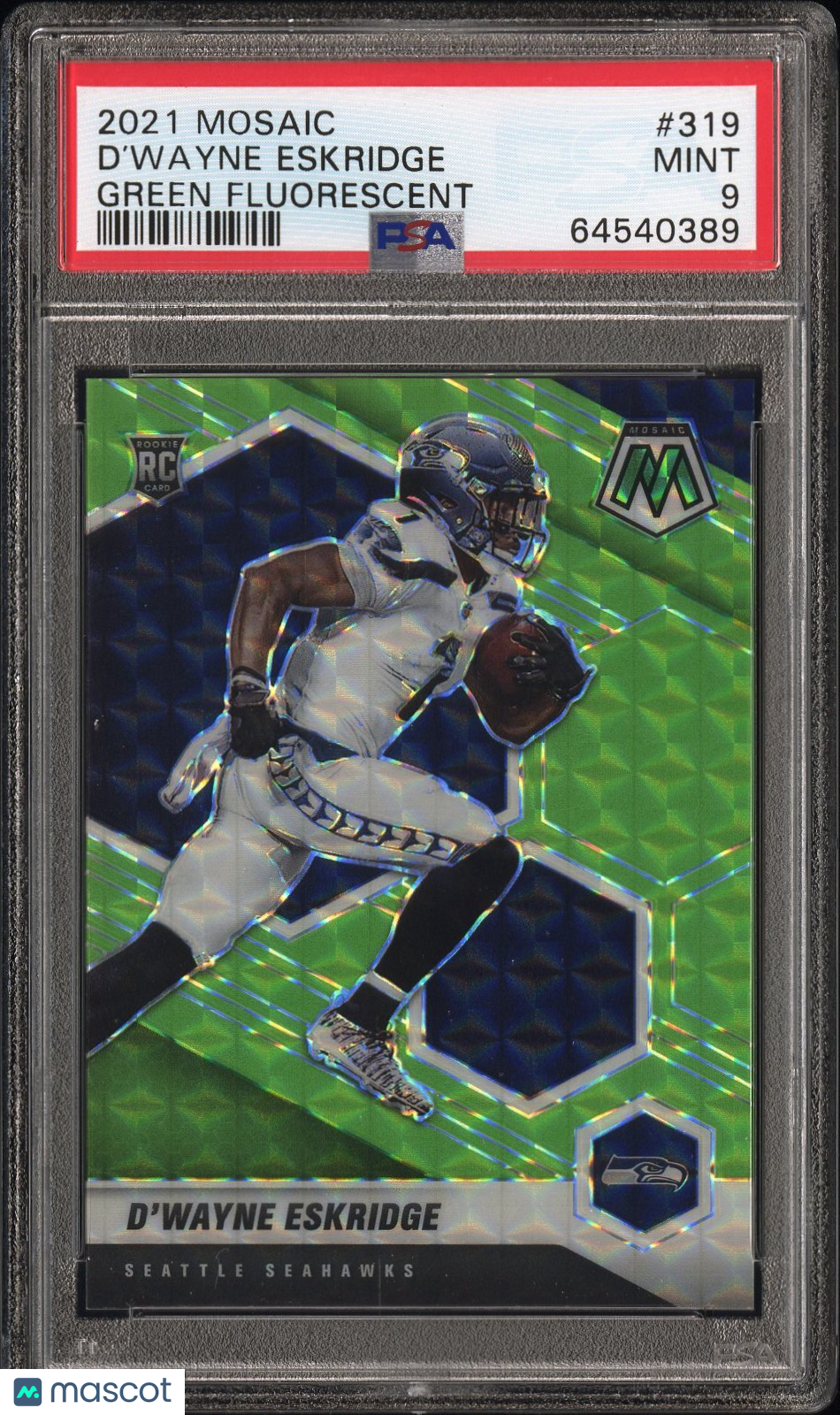 2021 Panini Mosaic D’Wayne Eskridge #319 Green Fluorescent PSA 9