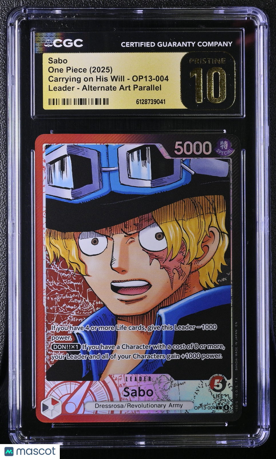 2025 One Piece Sabo Carrying on His Will OP13-004 Alternate CGC Pristine 10