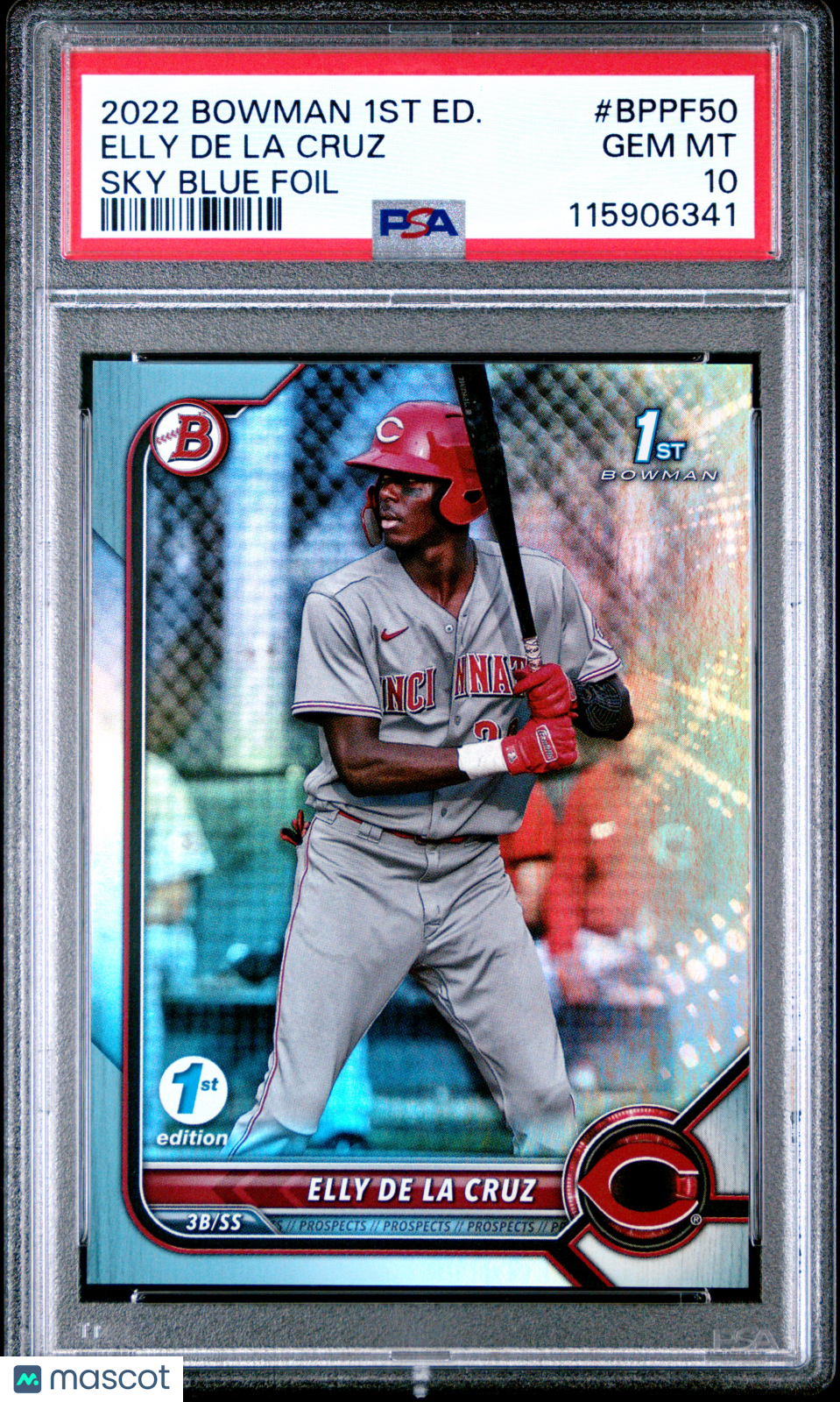 2022 Bowman 1st Edition Elly De La Cruz Sky Blue Foil PSA 10
