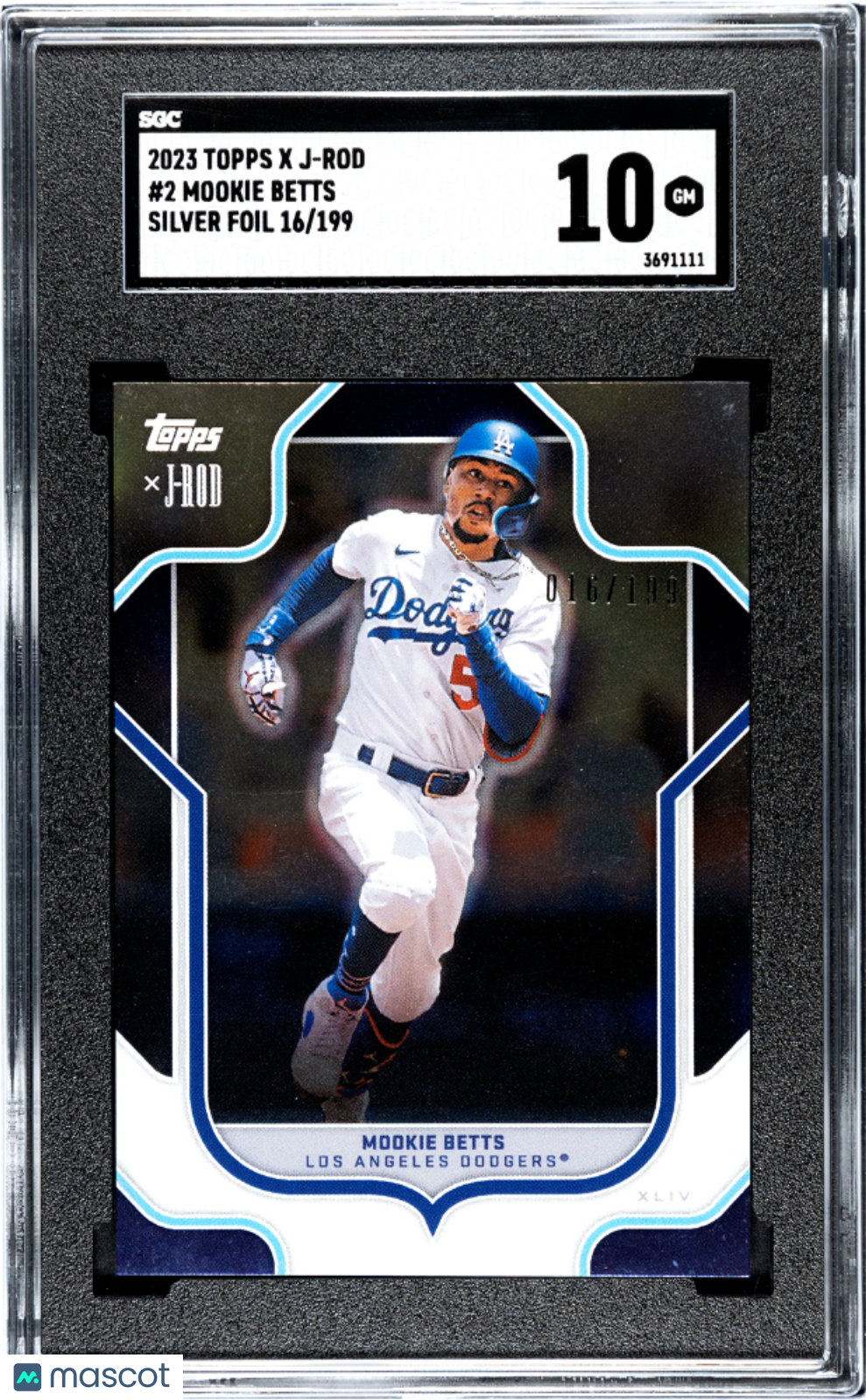 2023 Topps X J-Rod Mookie Betts Silver Foil 16/199 SGC 10