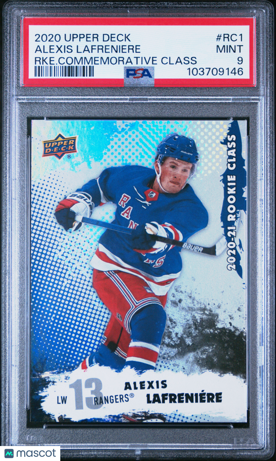 2020 Upper Deck Alexis Lafreniere Rookie Commemorative Class PSA 9