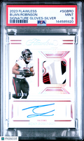 2023 Flawless Bijan Robinson Signature Gloves Silver PSA 9