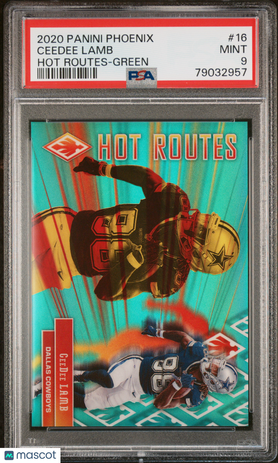 2020 Panini Phoenix Hot Routes Ceedee Lamb #16 Green PSA 9
