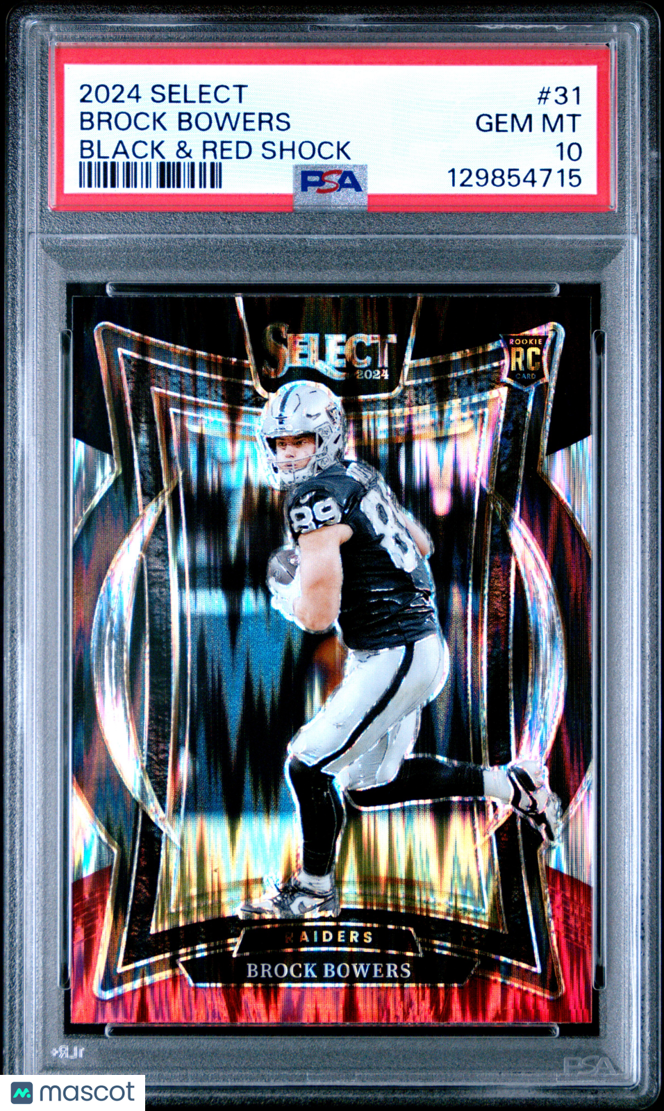 2024 Select Brock Bowers Black Red Shock PSA 10 RC