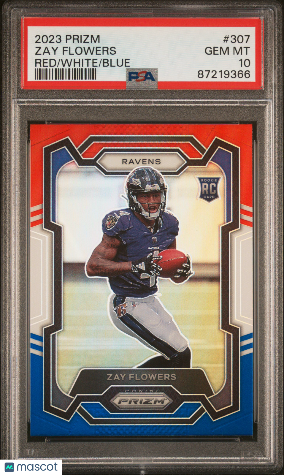 2023 Panini Prizm Zay Flowers #307 Red White Blue PSA 10