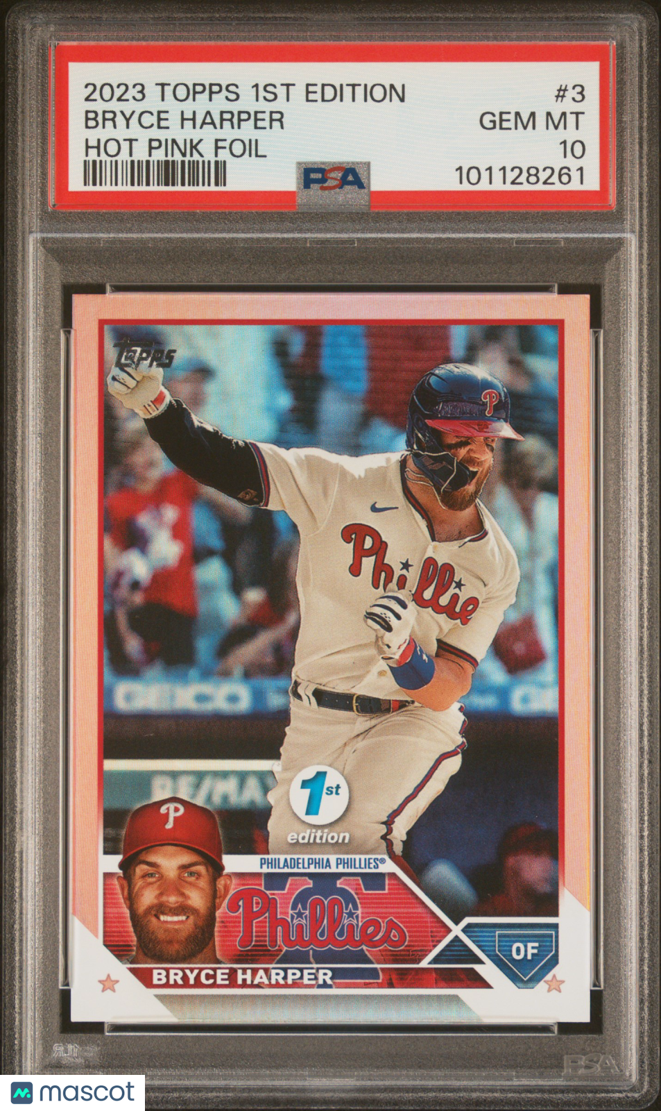 2023 Topps 1st Edition Bryce Harper #3 Hot Pink Foil PSA 10