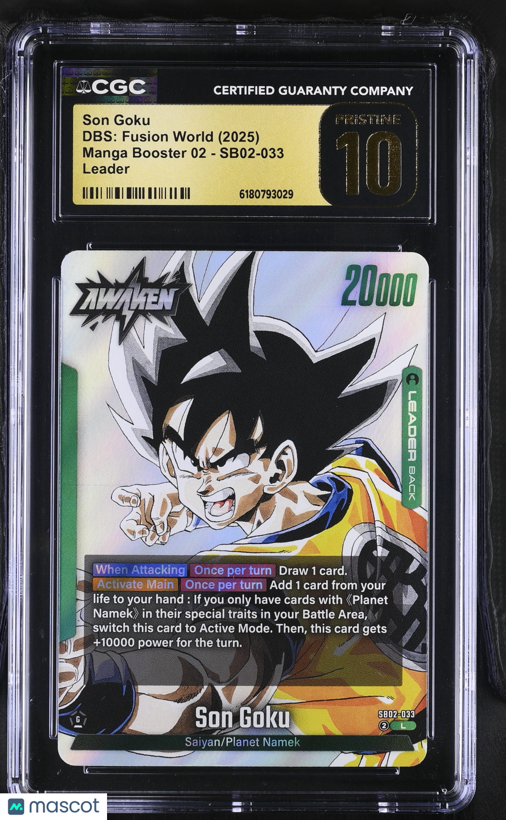2025 Dragon Ball Z Fusion World Son Goku Manga Booster 2 Leader CGC Pristine 10
