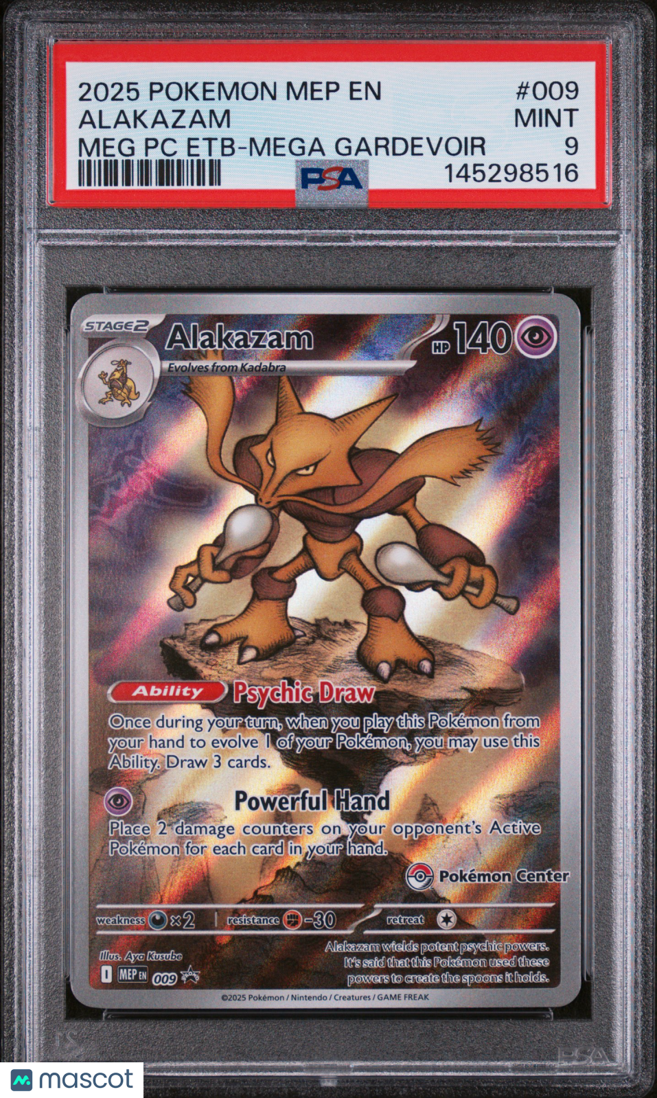 2025 Pokemon MEP EN Alakazam MEG PC ETB Mega Gardevoir PSA 9