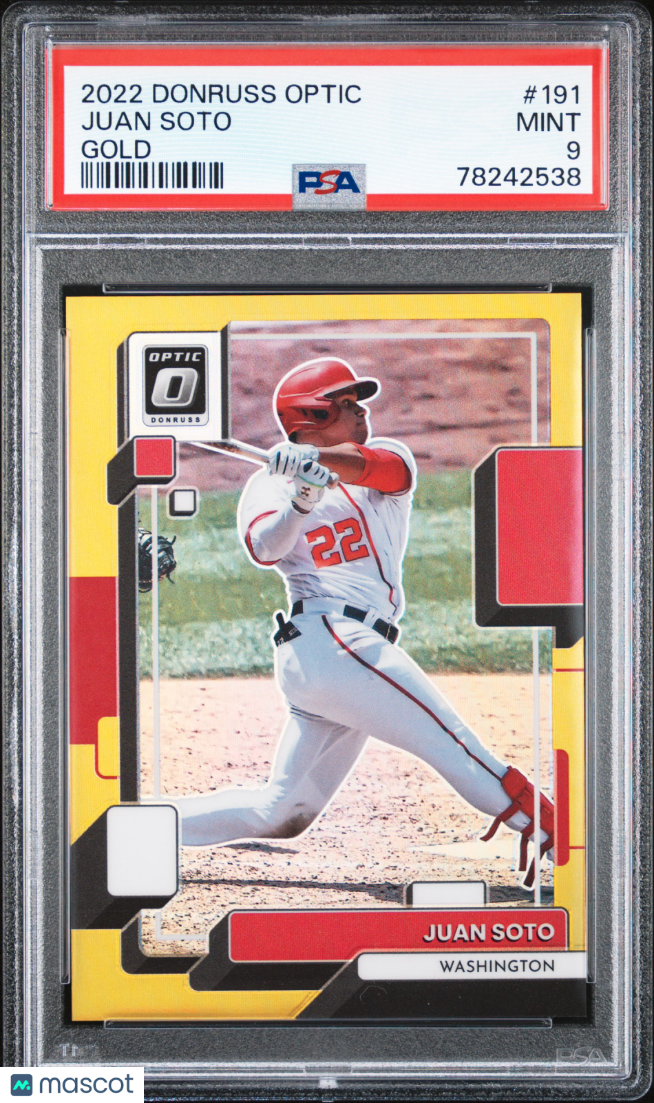 2022 Donruss Optic Juan Soto Gold Prizm 9/10 PSA 9