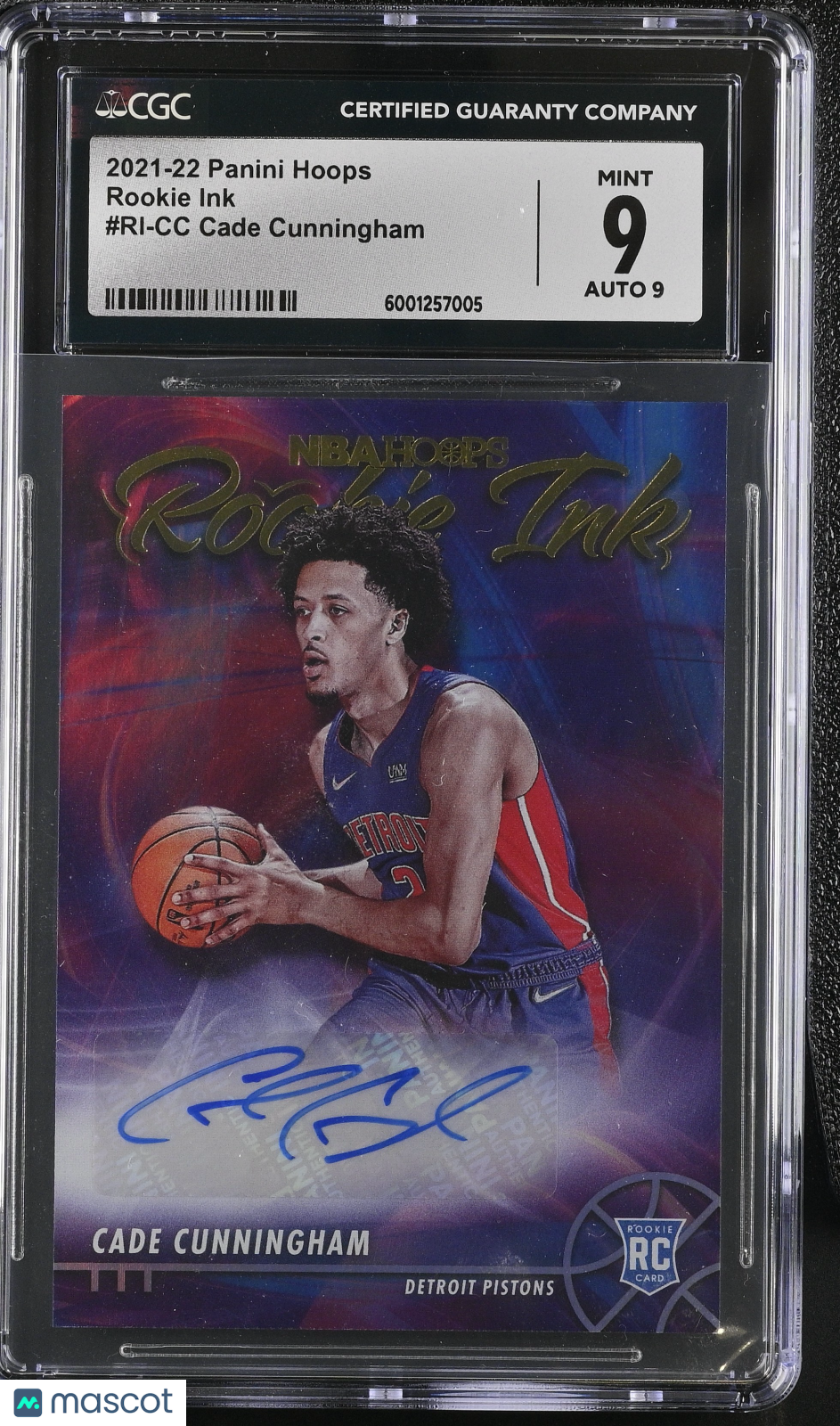 2021-22 Panini Hoops Cade Cunningham Rookie Ink Auto CGC 9 Auto 9 RC