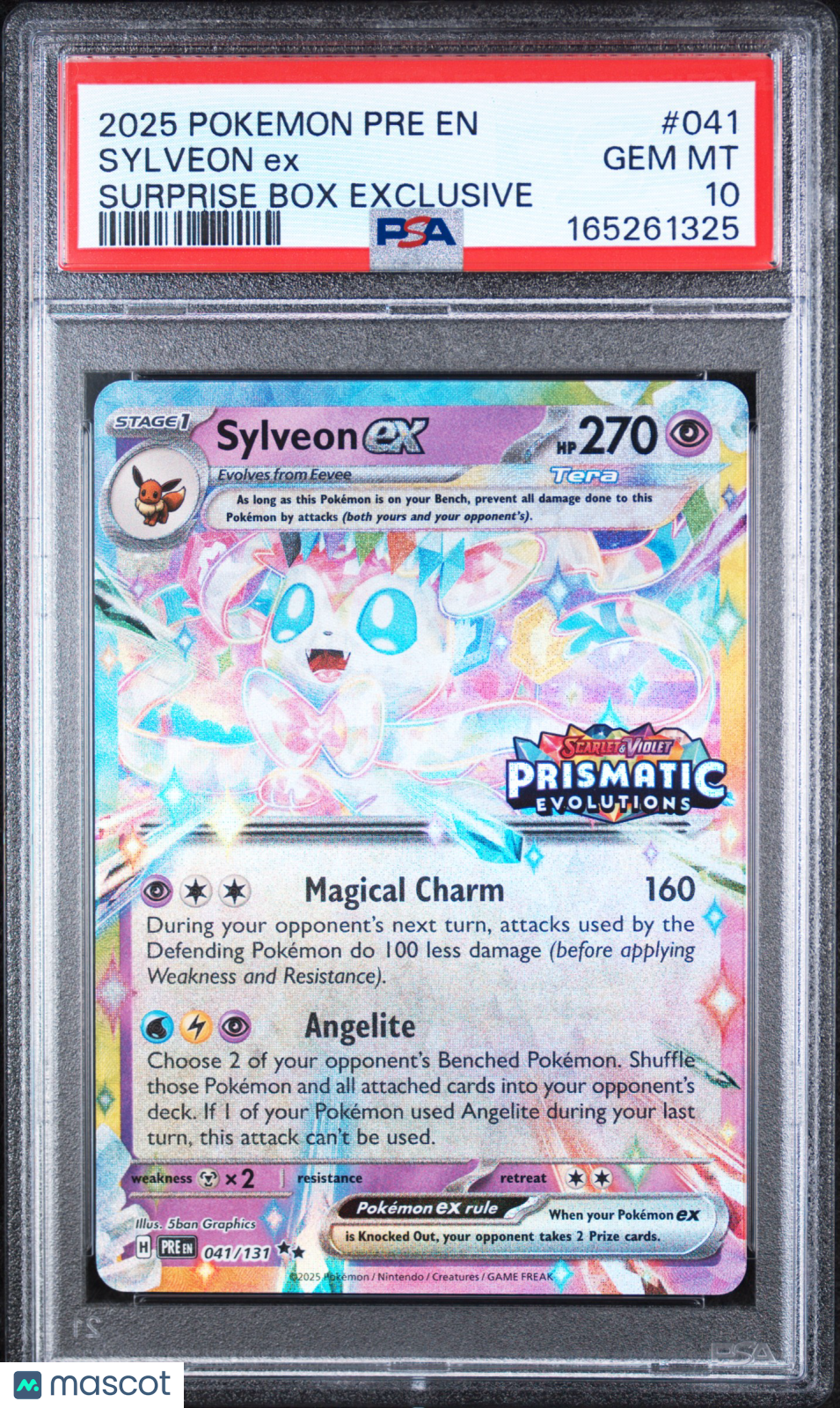 2025 Pokemon Prismatic Evolution Sylveon EX Surprice Box Exclusive PSA 10