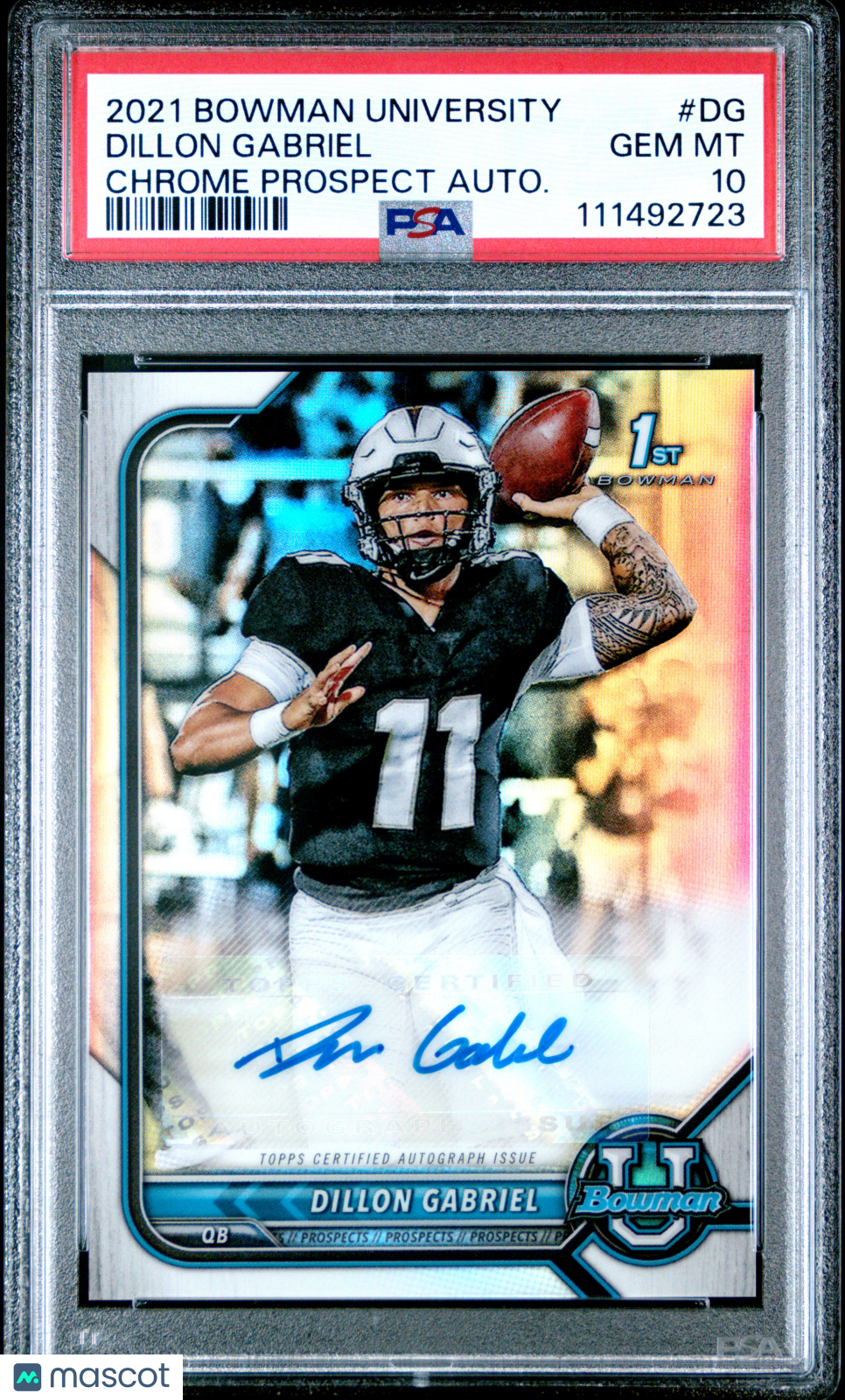 2021 Bowman University Chrome Prospect Autographs Dillon Gabriel #DG Autograph PSA 10