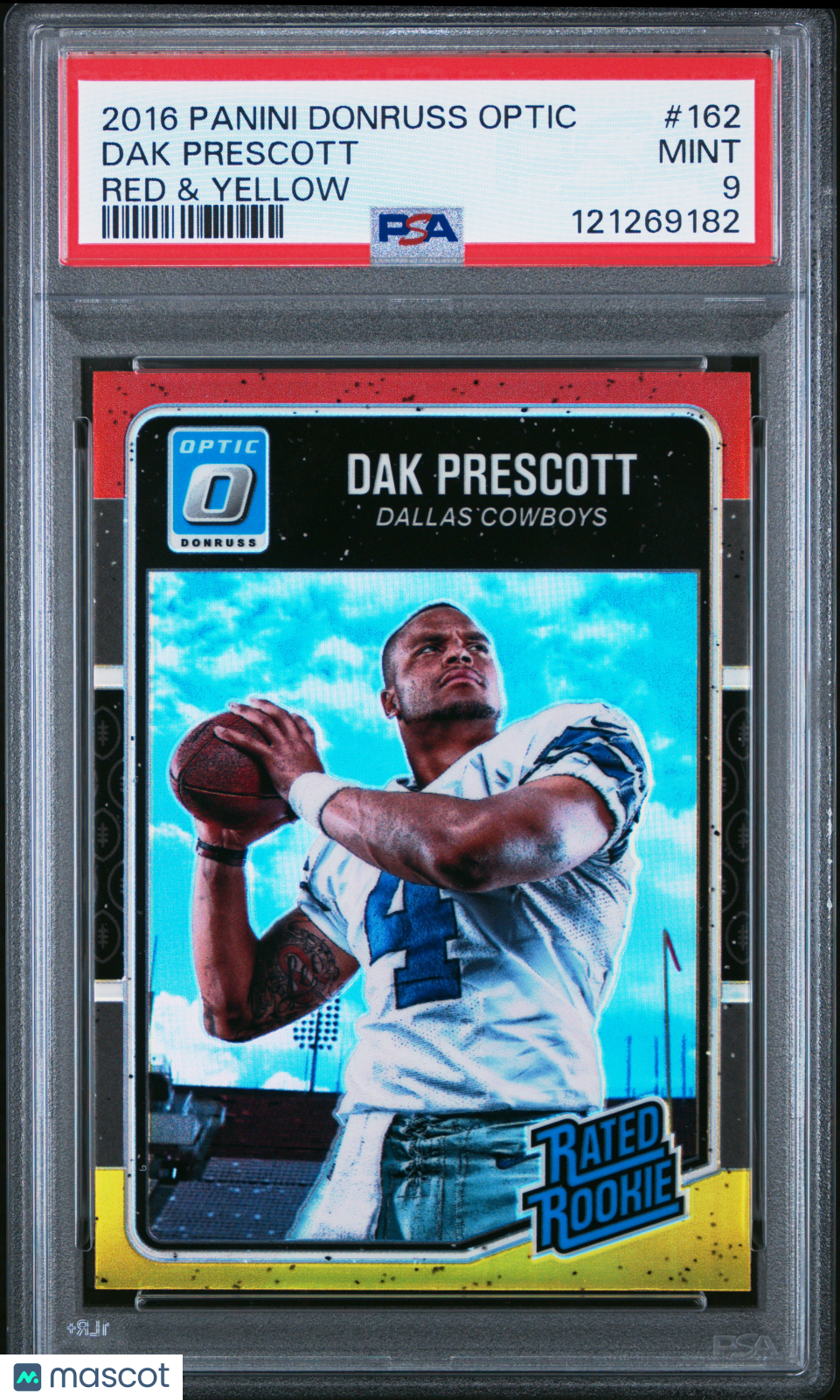 2016 Donruss Optic Dak Prescott Rookie Red & Yellow PSA 9 RC