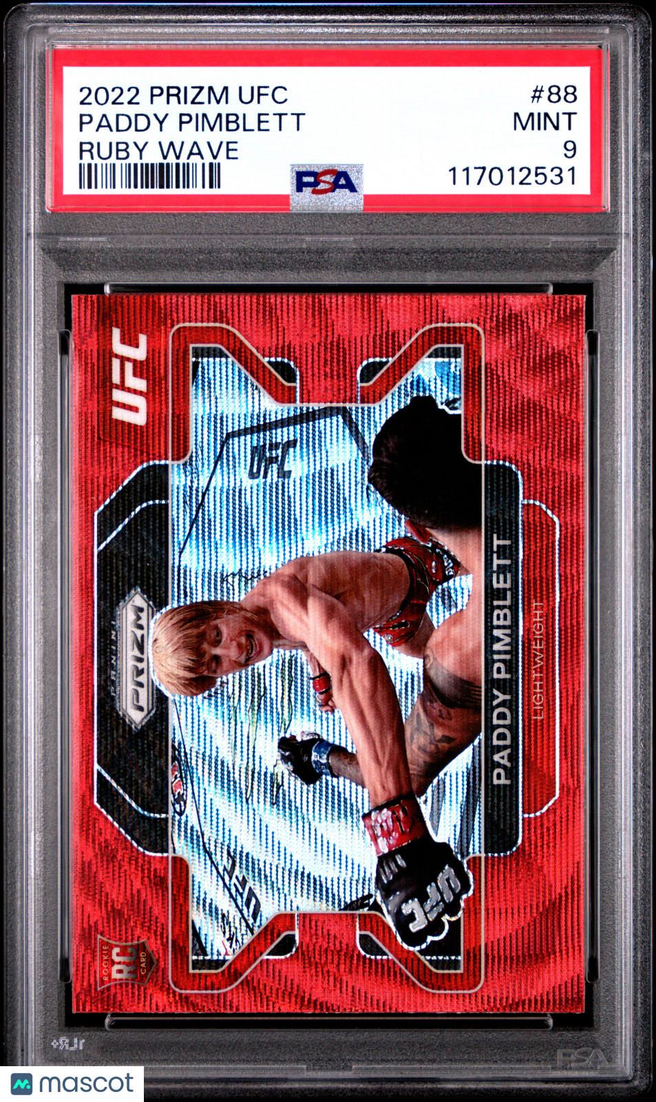 2022 Prizm UFC Paddy Pimblett Ruby Wave PSA 9