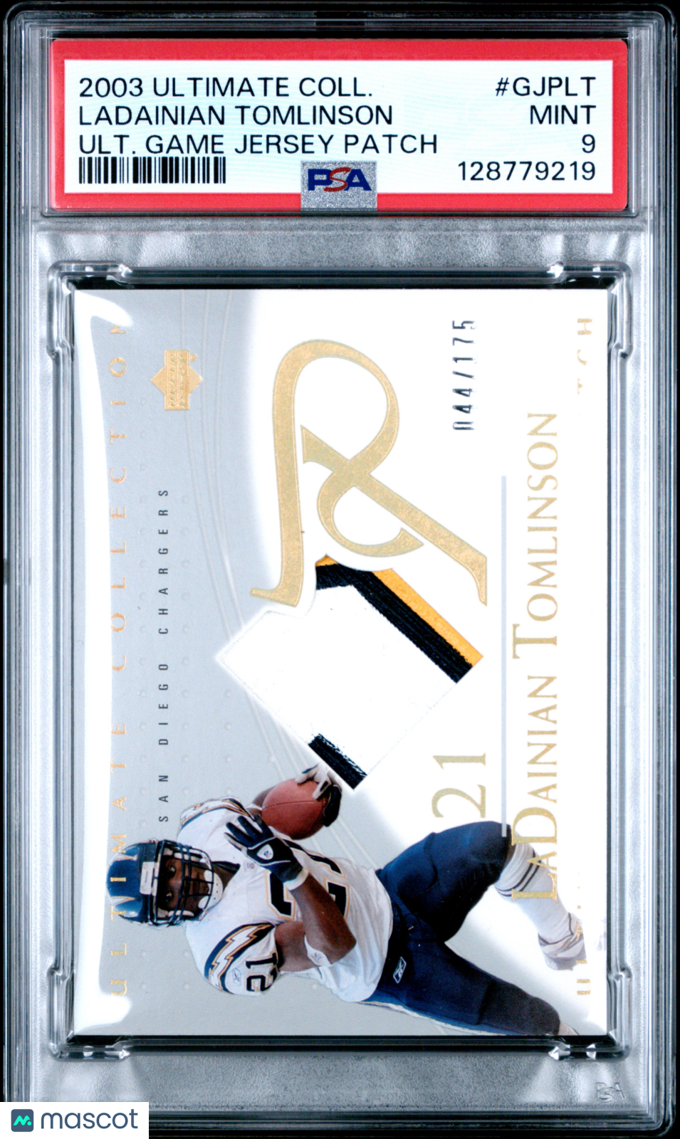 2003 Ultimate Collection Ultimate Game Jersey Patch Ladainian Tomlinson #GJPLT Ult. /175 PSA 9