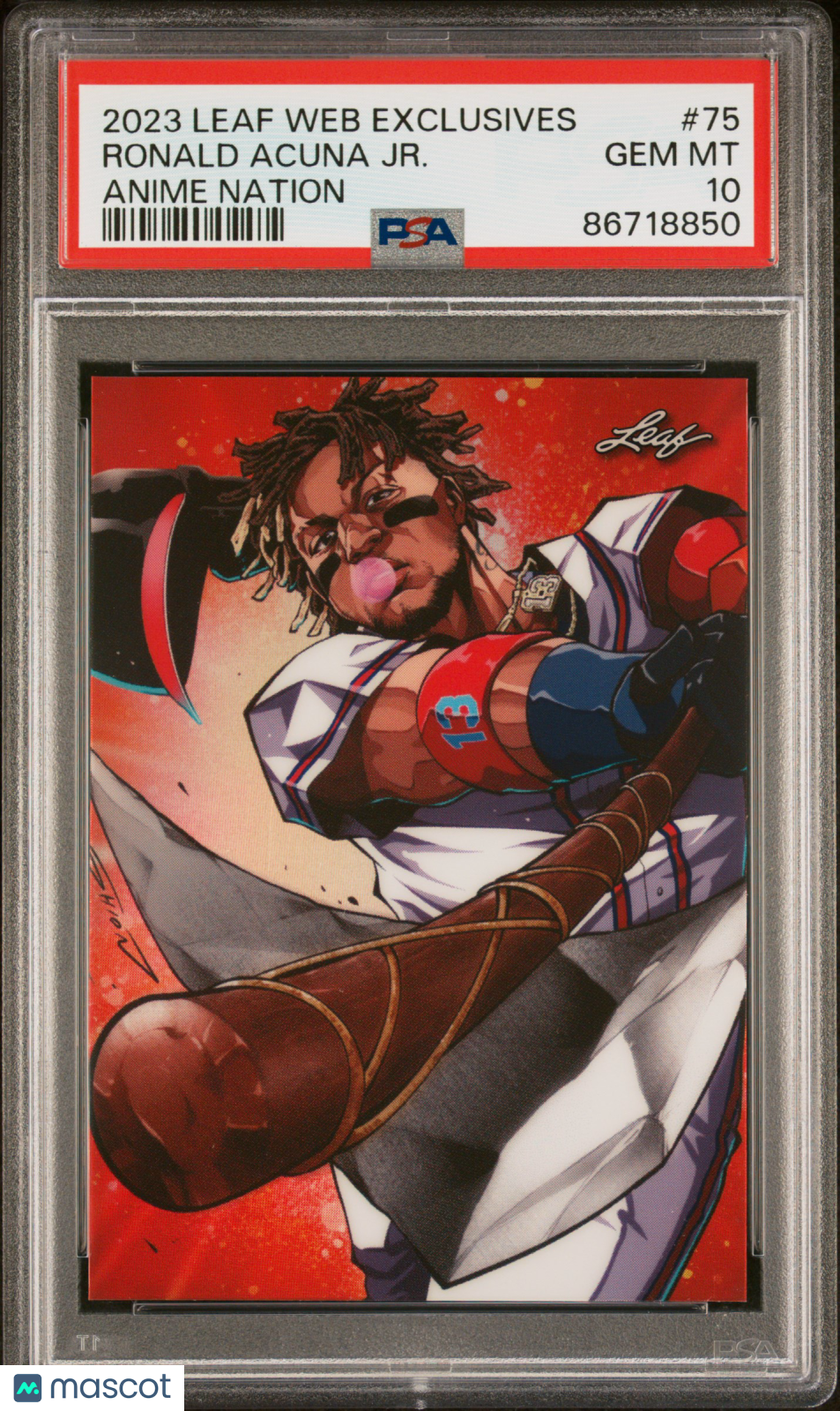2023 Leaf Web Exclusives Ronald Acuna JR. #75 Anime Nation PSA 10