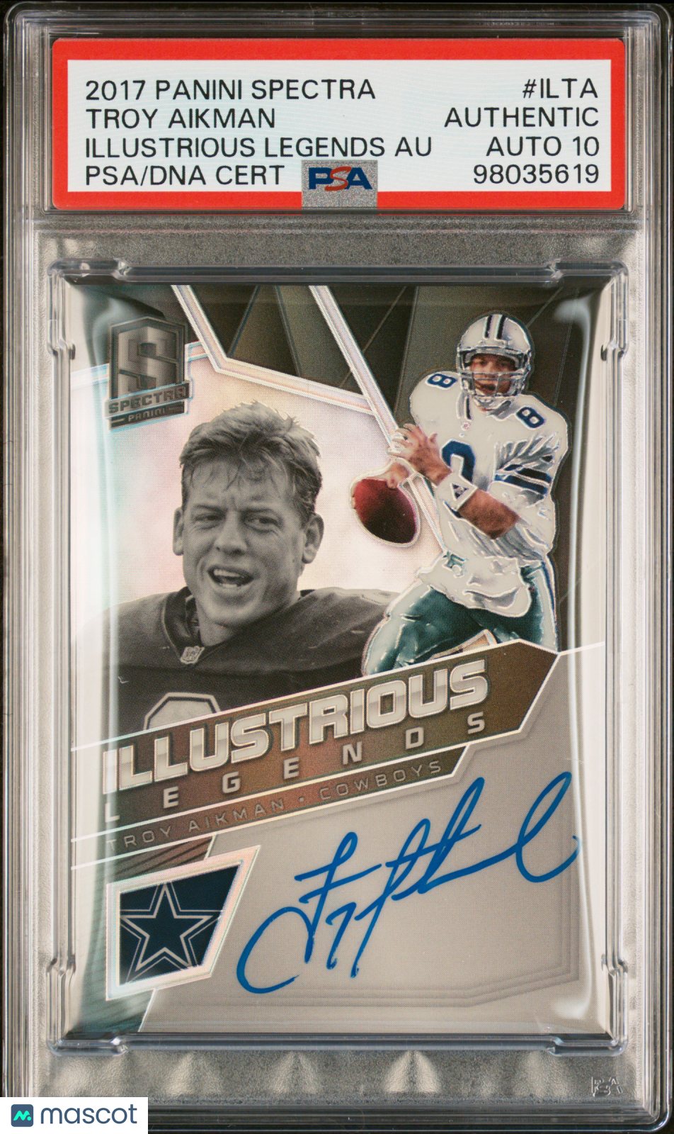 2017 Spectra Troy Aikman Illustrious Legends Auto PSA Authentic