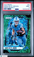 2024 Prizm Amon-Ra St. Brown Green Sparkle 4/8 PSA 9
