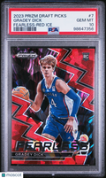 2023 Prizm Draft Picks Gradey Dick Rookie Fearless Red Ice PSA 10 RC