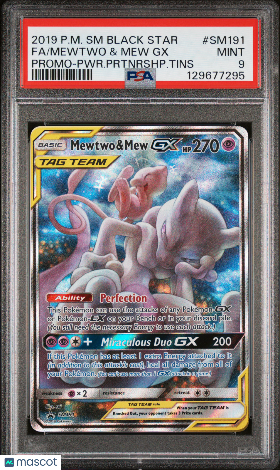 2019 Pokemon Mewtwo & Mew Gx Promo Partnership Tin PSA 9