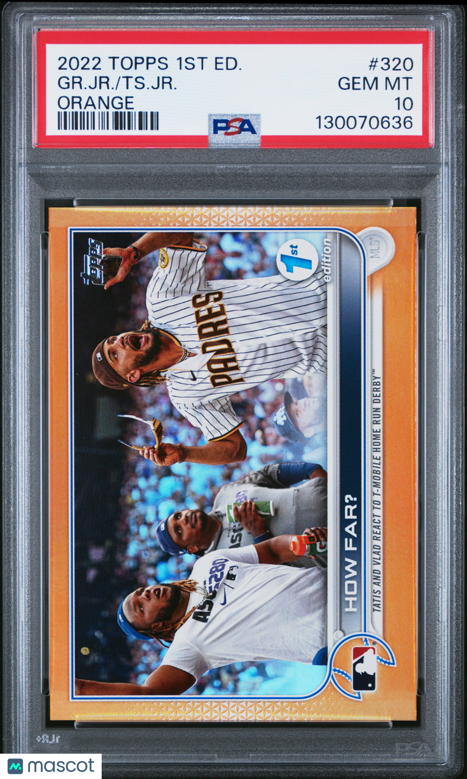 2022 Topps 1st Edition Vladimir Guerrero Jr./Fernando Tatis Jr. Orange/25 PSA 10