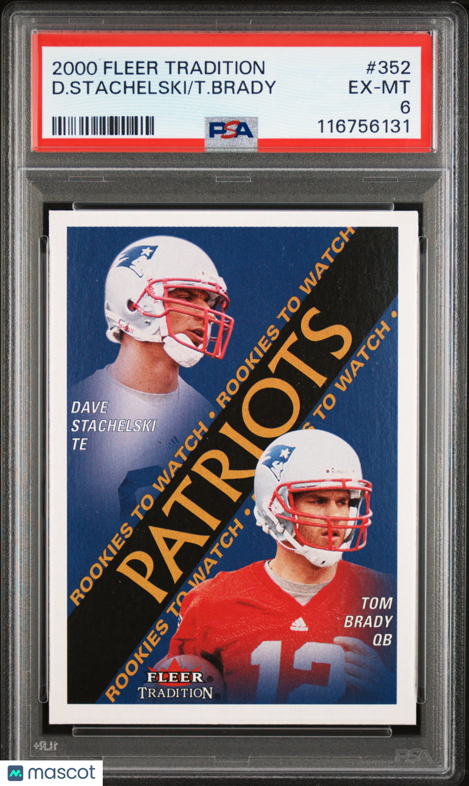 2000 Fleer Tradition Dave Stachelski / Tom Brady Rookie PSA 6 RC
