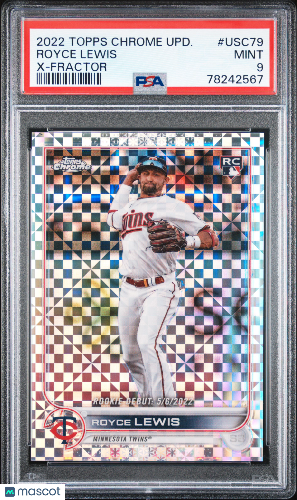 2022 Topps Chrome Update Royce Lewis Rookie X-Fractor 58/99 PSA 9 RC