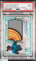2020 Leaf Trinity Julio Rodriguez Green Patch Auto 27/50 PSA 9