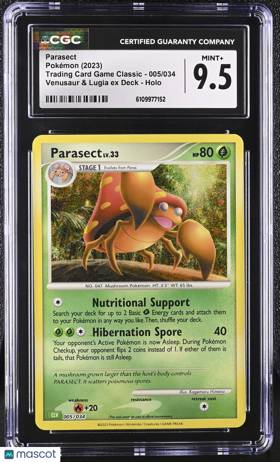 2023 Pokemon Parasect Venusaur & Lugia ex Deck Holo CGC 9.5