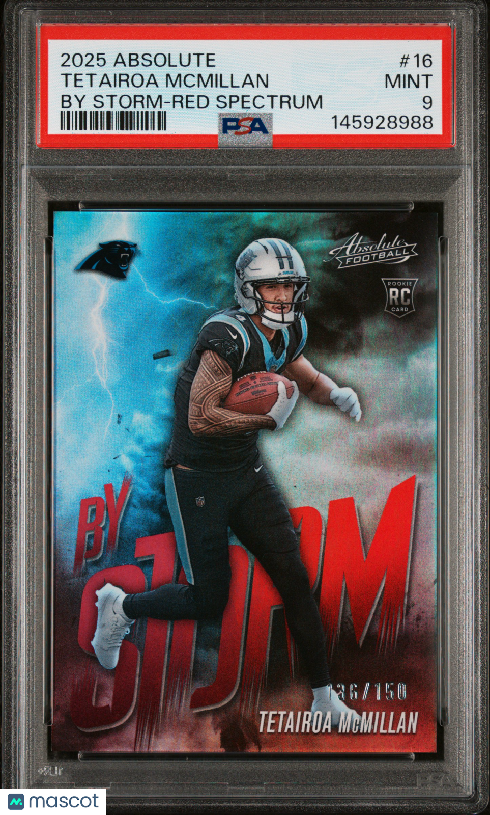2025 Absolute Tetairoa McMillan By Storm - Red Spectrum PSA 9