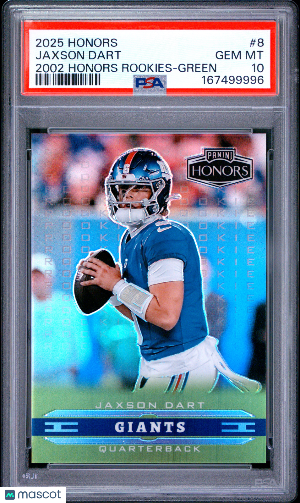 2025 Honors Jaxson Dart 2002 Honors Rookies Green 3/5 PSA 10 RC