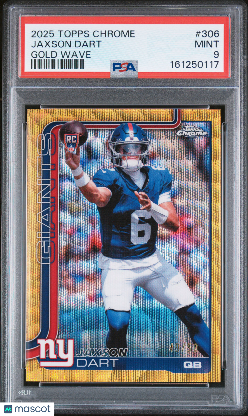 2025 Topps Chrome Jaxson Dart Rookie Gold Wave 49/50 PSA 9 RC