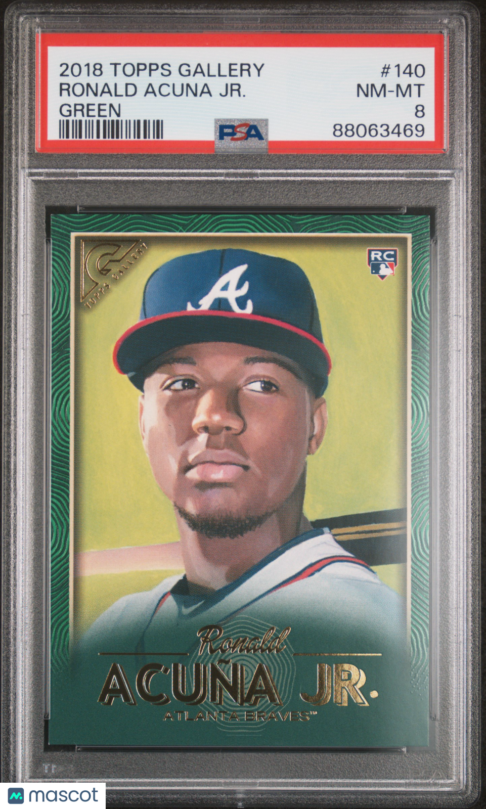2018 Topps Gallery Ronald Acuna Jr. Rookie Green 43/99 PSA 8 RC
