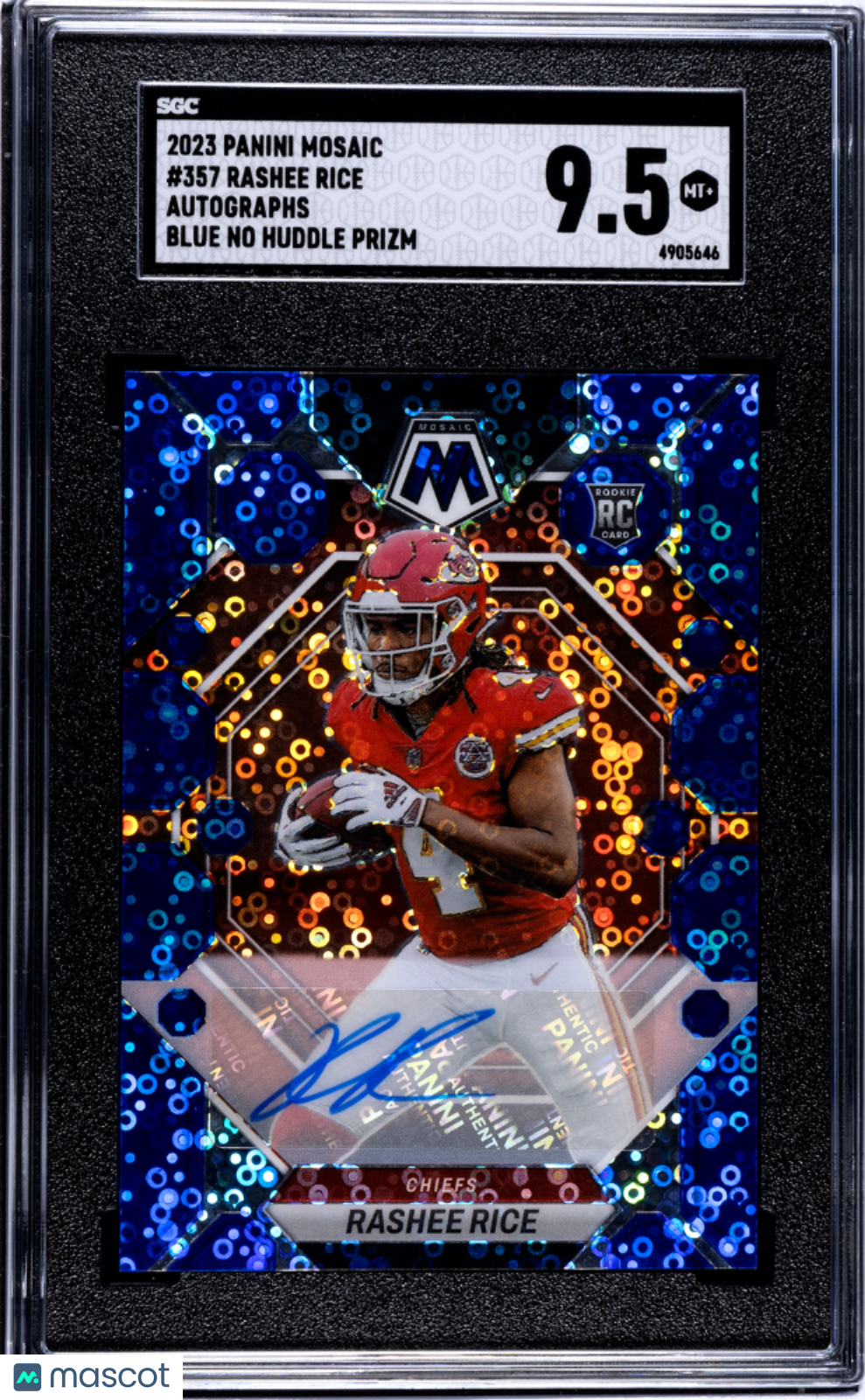 2023 Mosaic Rashee Rice Autograph Blue No Huddle SGC 9.5