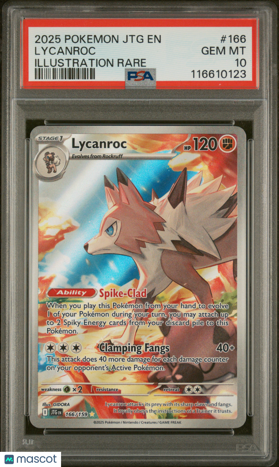 2025 Pokemon JTG EN-Journey Together Lycanroc Illustration Rare PSA 10 #166