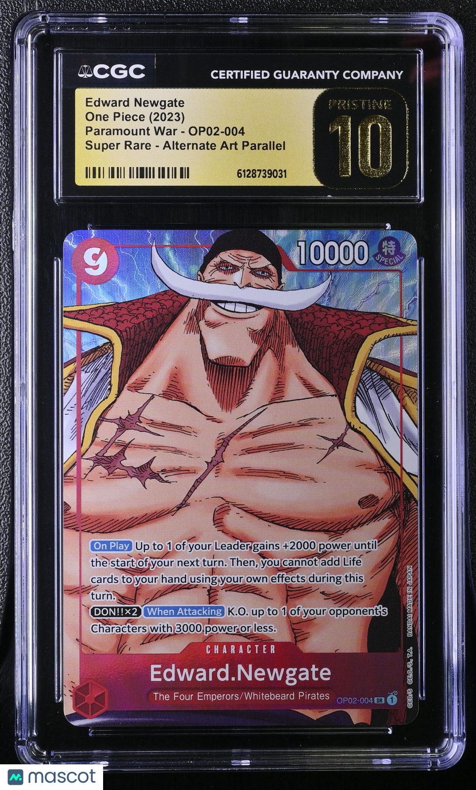 2023 One Piece Edward.Newgate Paramount War OP02-004 Alternate CGC Pristine 10