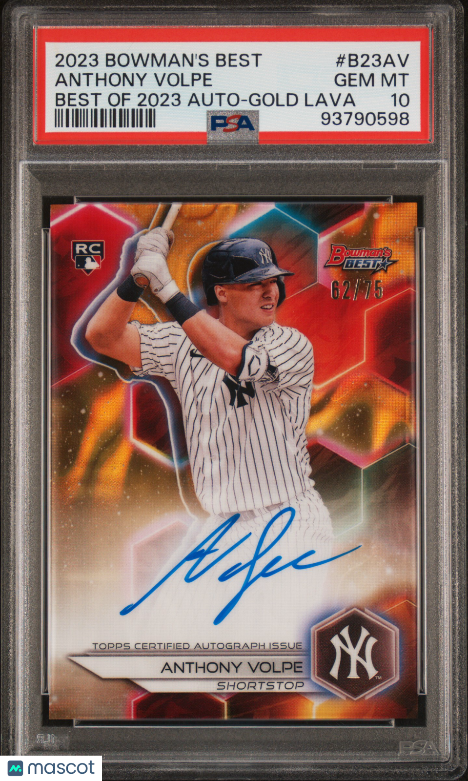 2023 Bowman's Best Anthony Volpe Best Of 2023 Auto Gold Lava PSA 10